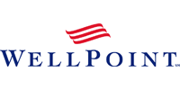 Wellpoint logo with red and white striped shield design and blue text wordmark.