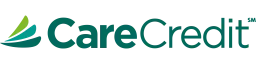 CareCredit logo with green leaf and teal text on white background