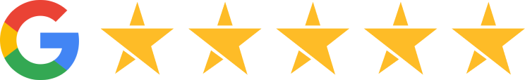 Google logo with five gold stars representing customer ratings for Dove Family Dentistry