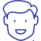 Smiling cartoon boy's face with friendly expression, dental care theme